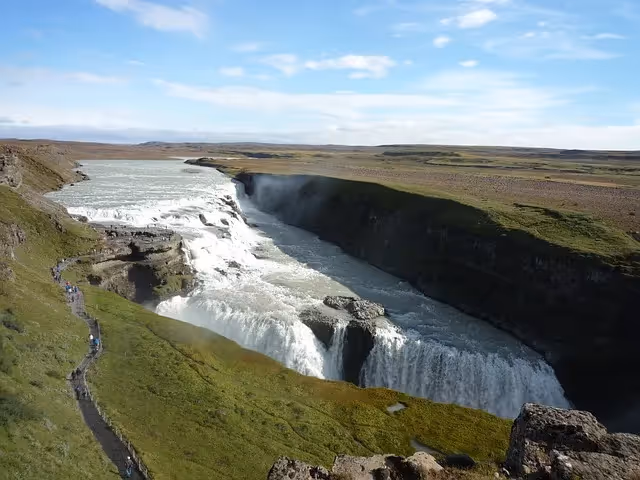 gullfoss, waterfall, flow