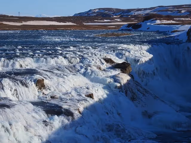 gullfoss, waterfall, flow
