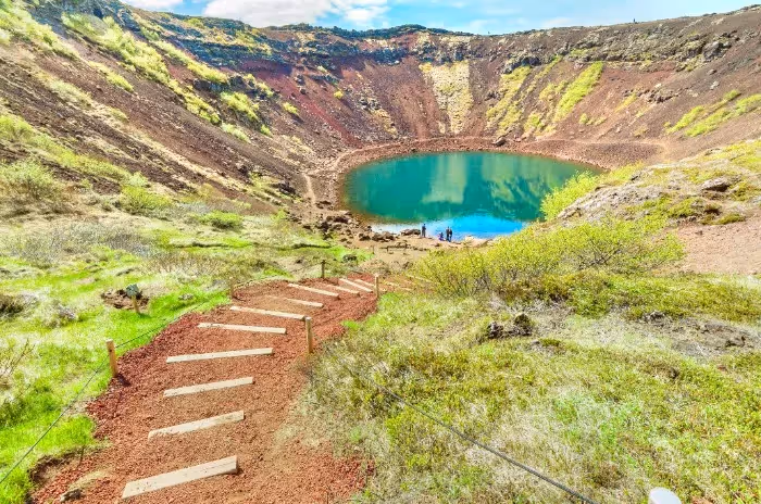 Kerid Crater summer cone shaped volcano