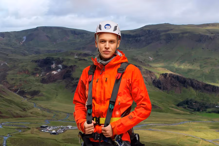 Mega Zipline Iceland person ready to ride