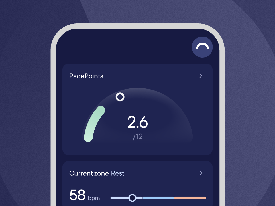Animated comparison of the Visible Today page. The screen switches between the refreshed layout and the previous design, showing how PacePoints and heart rate are displayed in each version.
