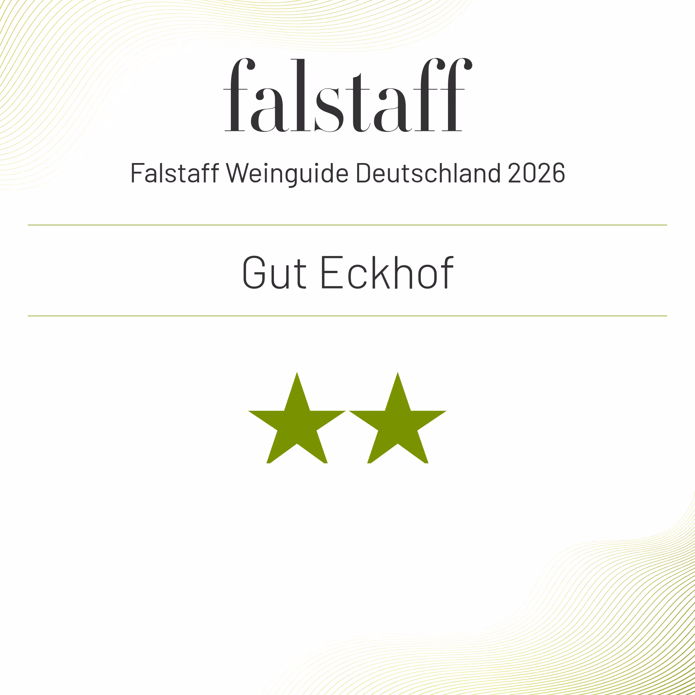 Falstaff Weinguide Deutschland 2026 Auszeichnung für norddeutsche Gut Eckhof Weine, mit Weinanbau in Schleswig-Holstein.