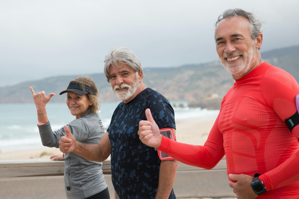 A group of retired friends going jogging
