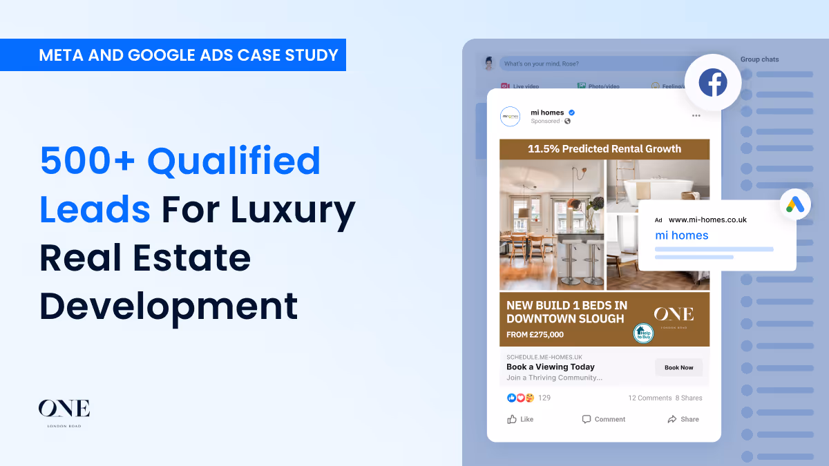 Cover for One London Road, a advertising a real estate development on Google and Facebook.