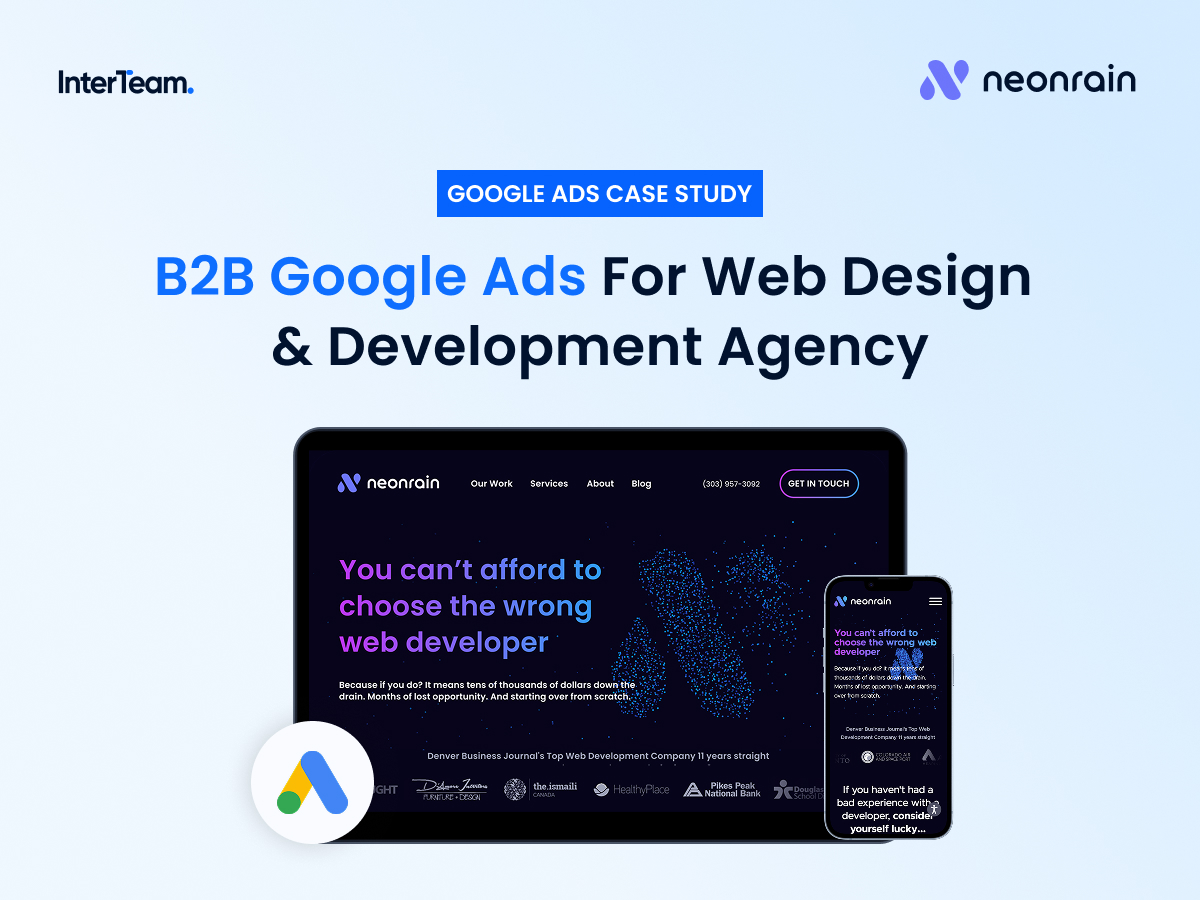 Neon Rain Case Study cover on Google Ads for web design and development agency