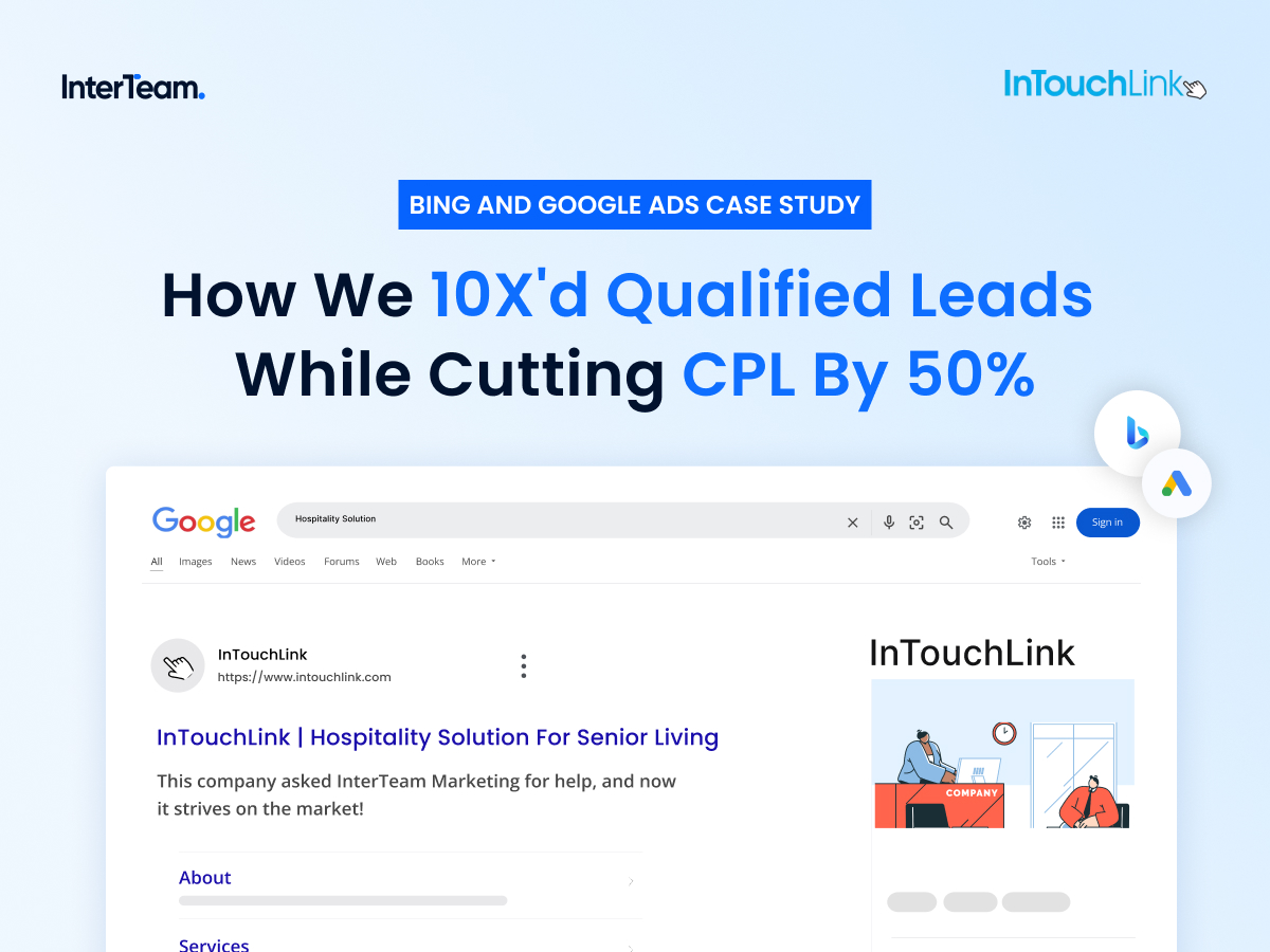 InTouchLink Case Study Cover on Bing & Google Advertising for B2B Senior Living SaaS