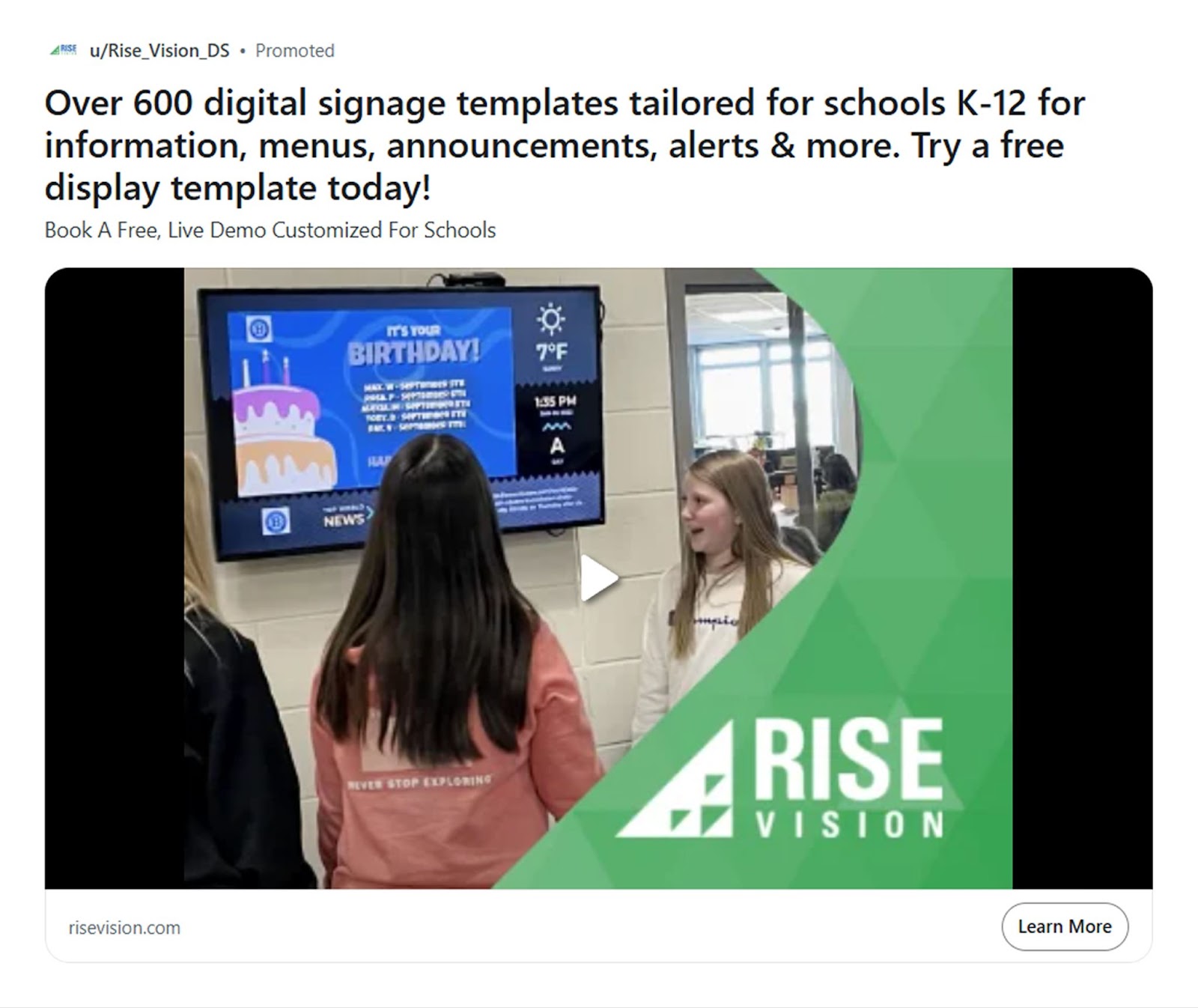 Video ad on Reddit driving website traffic and increasing audience’s attention.