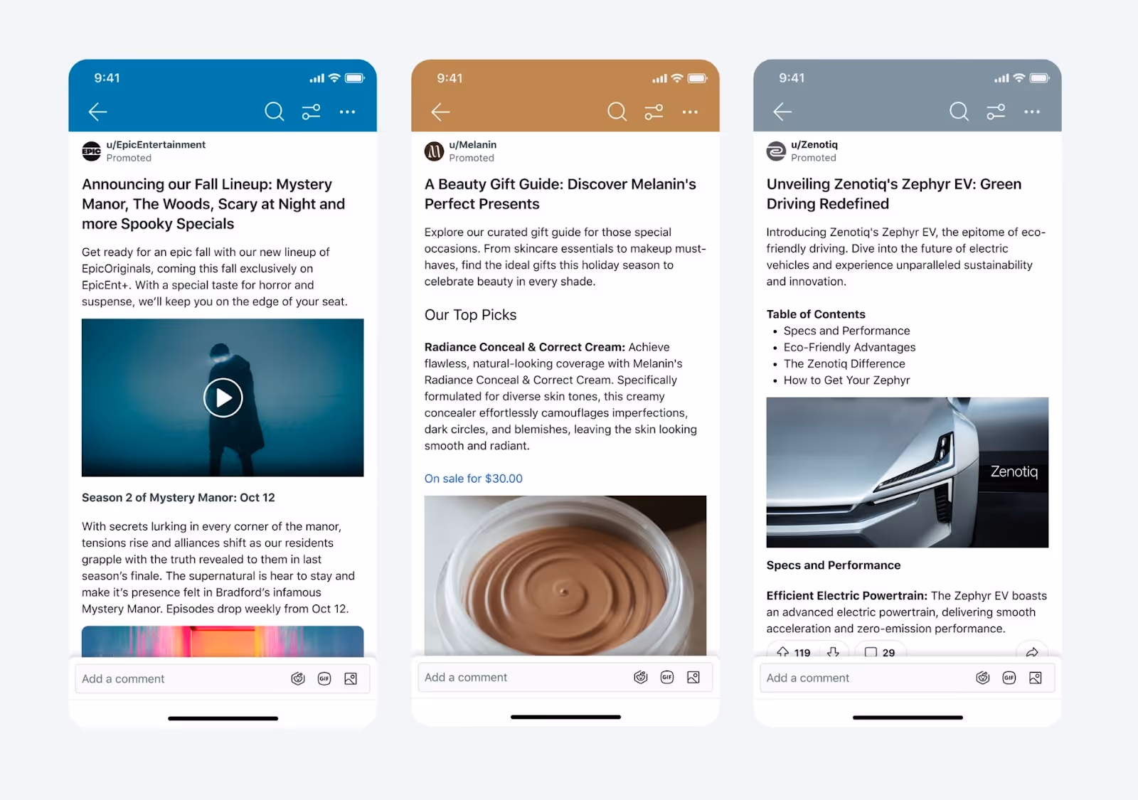 Free-form ad On Reddit.