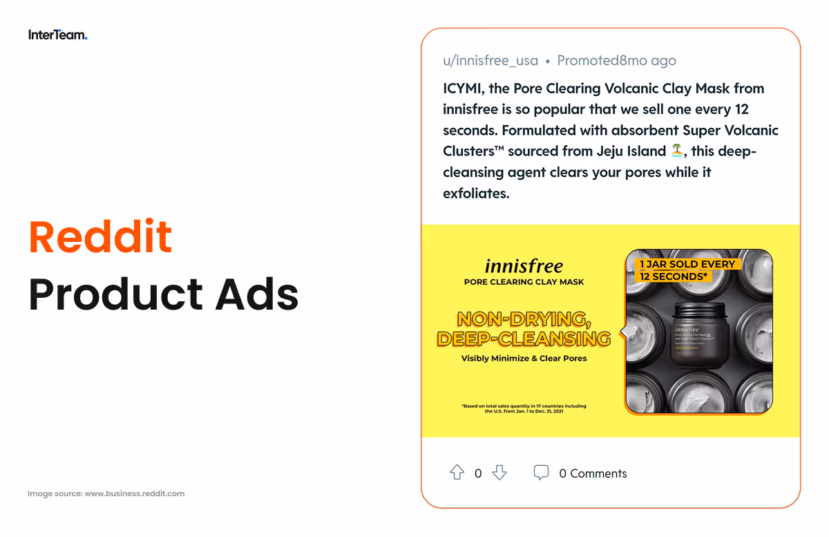Product ad on Reddit with bold design and product image.