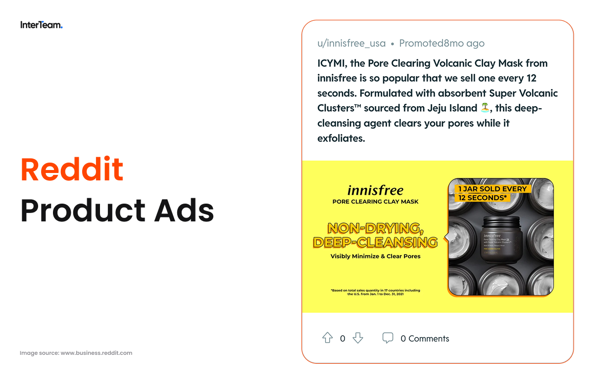 Product ad on Reddit with bold design and product image.