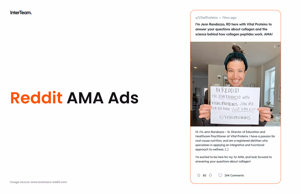 AMA ad on Reddit featuring a person holding a sign.