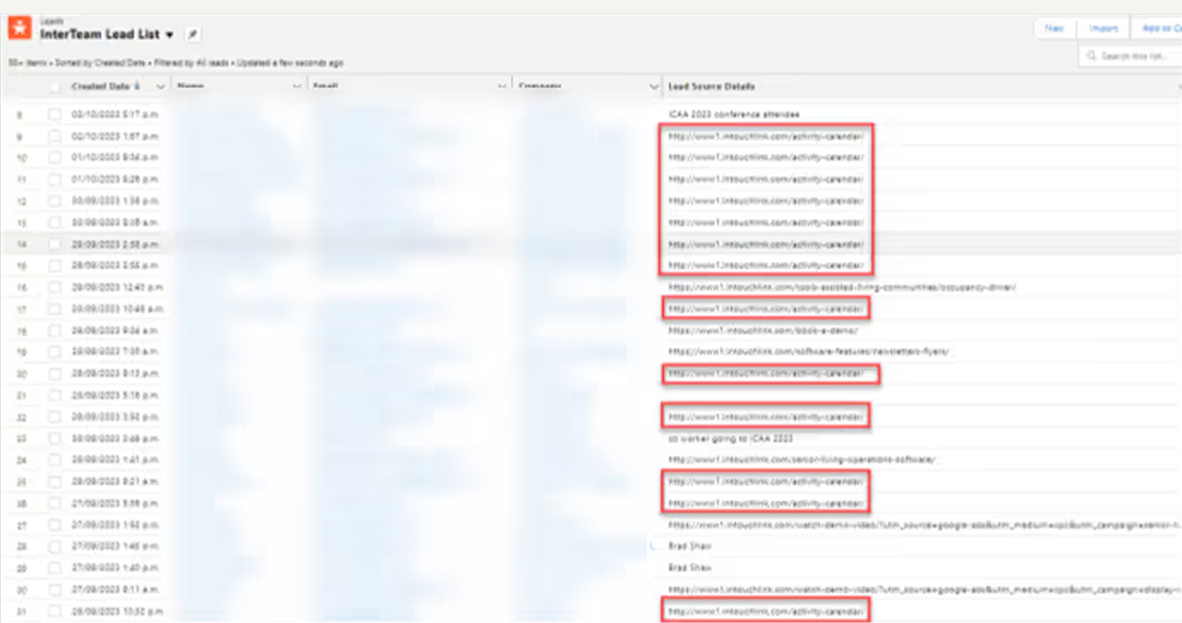 B2B SaaS leads from Google AdWords and Bing in Salesforce