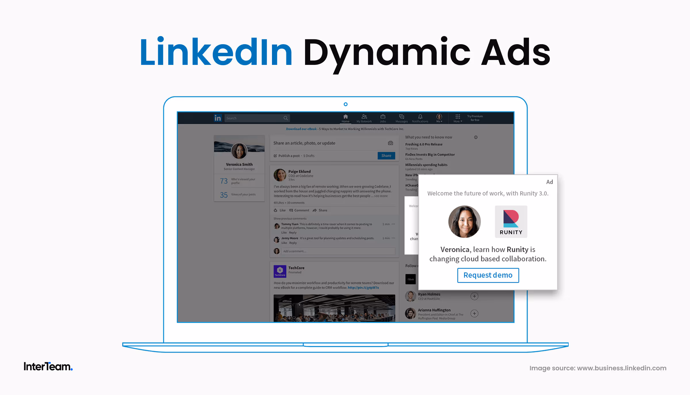 Example of LinkedIn Dynamic Ads with personalized targeting.