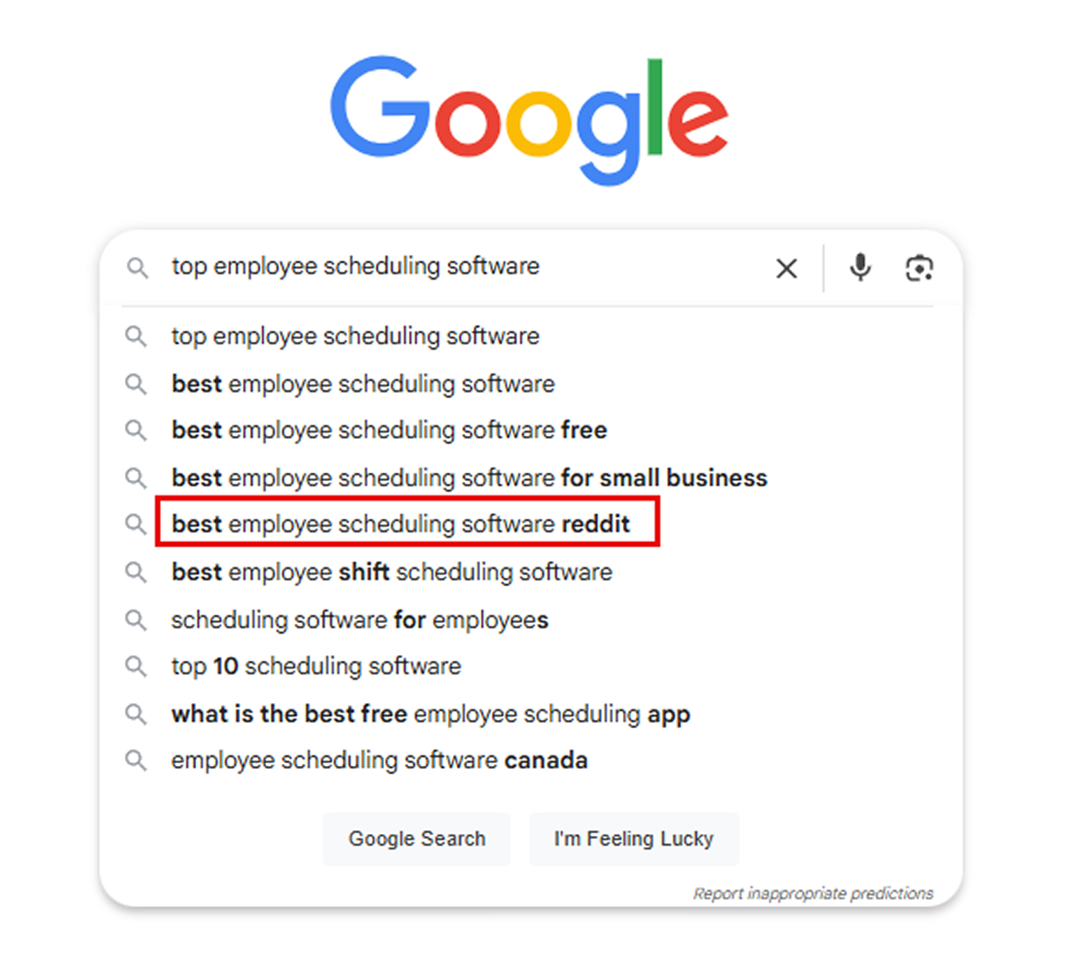 B2B SaaS Software search with Reddit at the end of the search.
