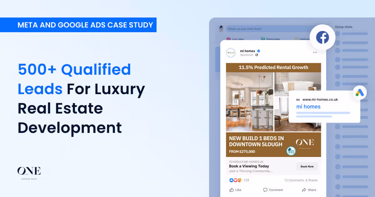 Cover for One London Road, a advertising a real estate development on Google and Facebook.