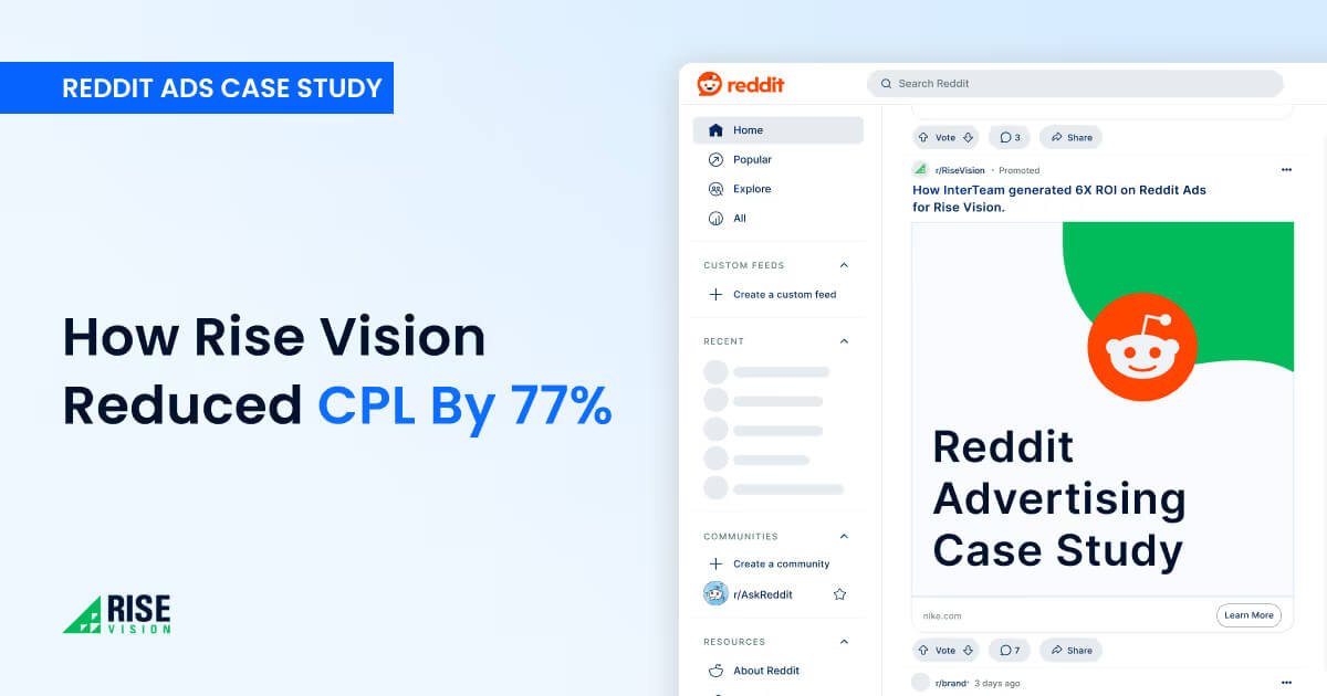 Reddit Advertising case studies cover from InterTeam