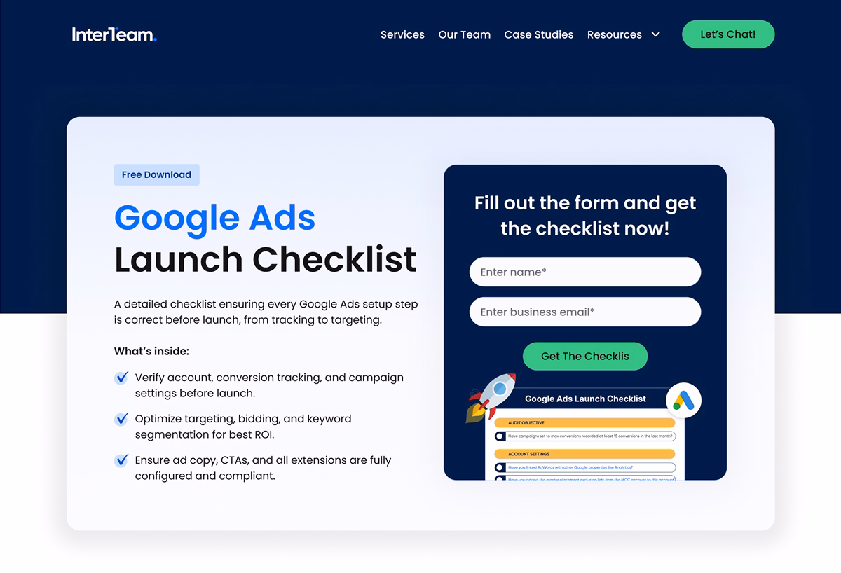 Google Ads checklist lead magnet for generating leads