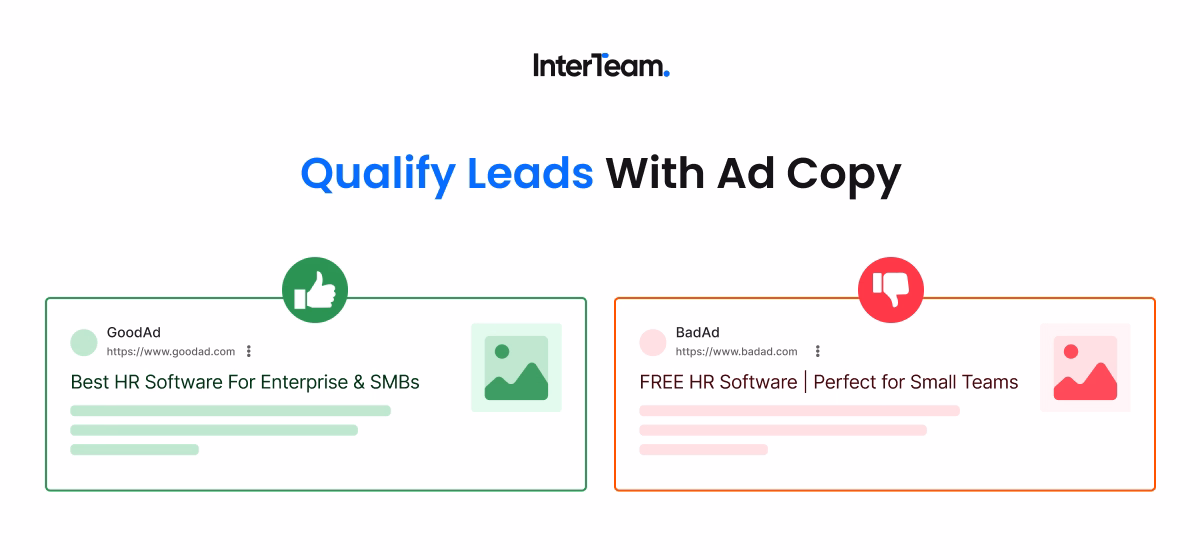  Ad copy that attracts qualified prospects vs wasted clicks.