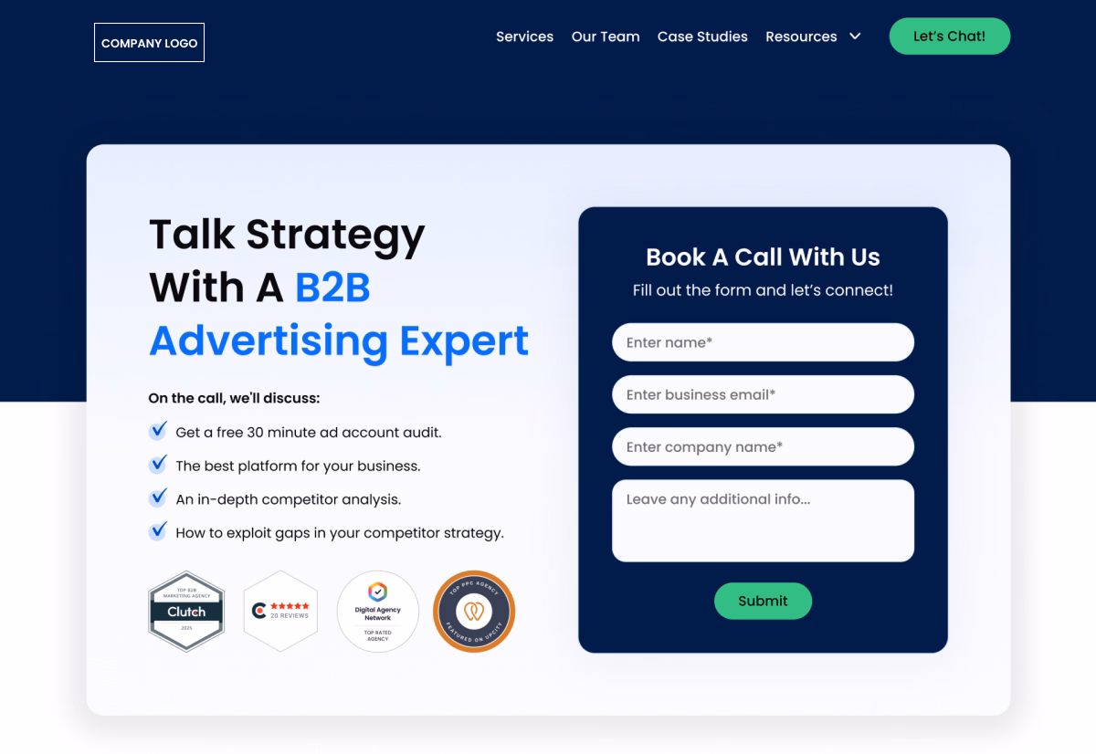  B2B Advertising Strategy Landing Page.