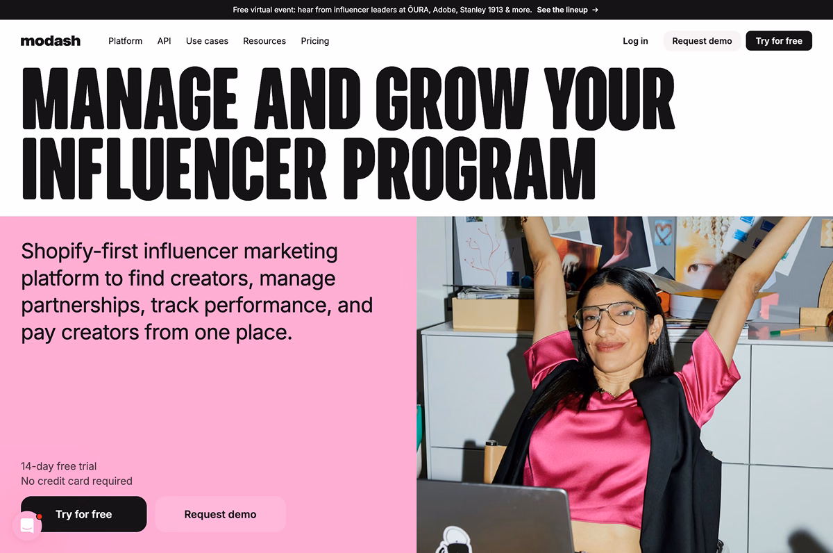 Modash influencer search platform for discovering and vetting creators.