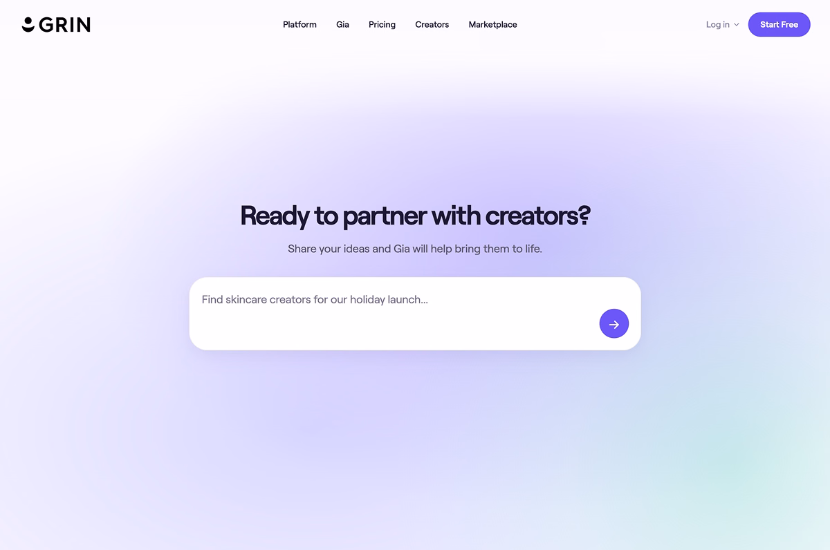 GRIN influencer CRM for managing creators and creator campaigns.