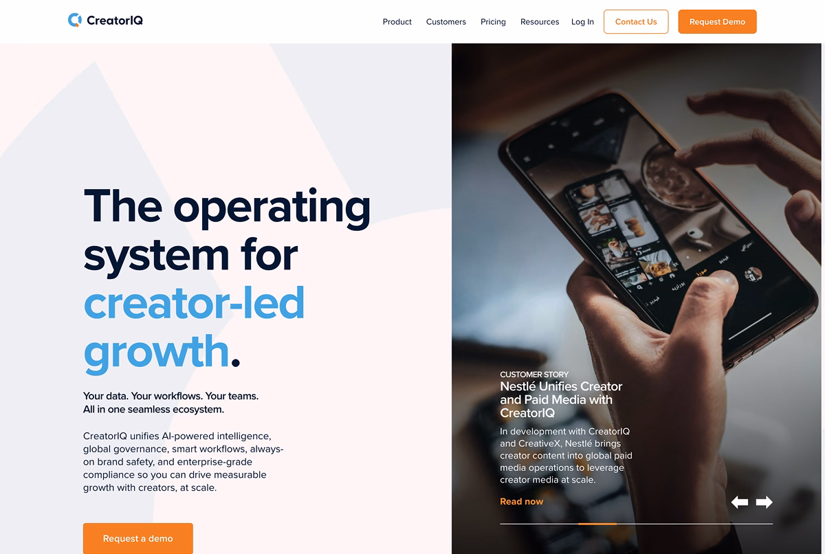 CreatorIQ platform for creator metrics, audience analysis, and campaign performance.