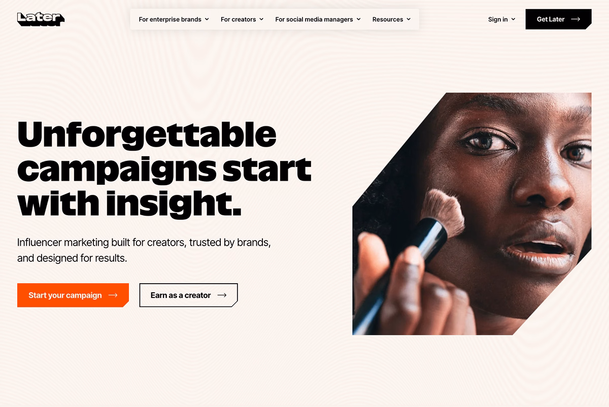 Later platform for social media management and influencer collaborations.
