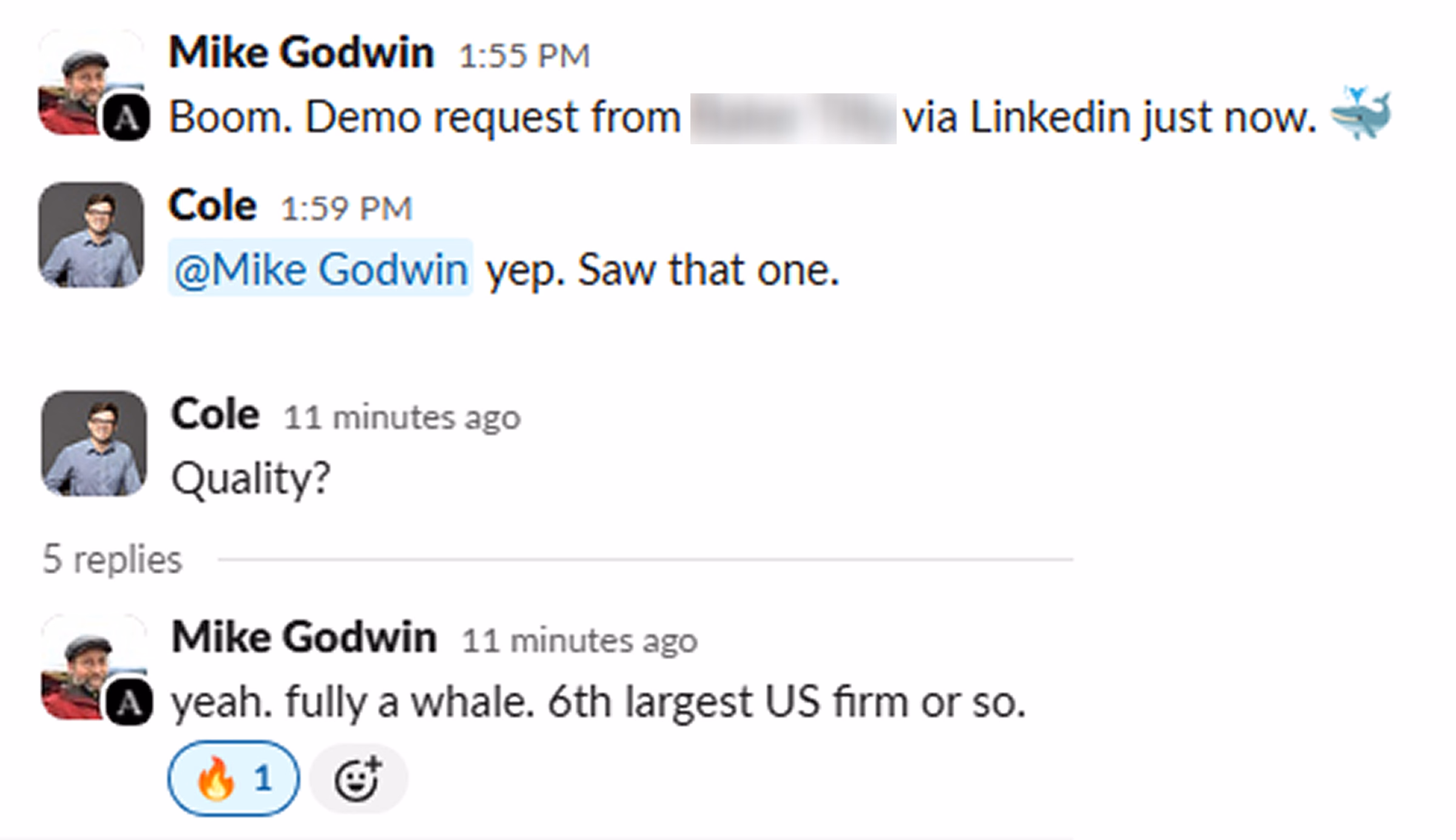 Screenshot showing demo request from LinkedIn ads
