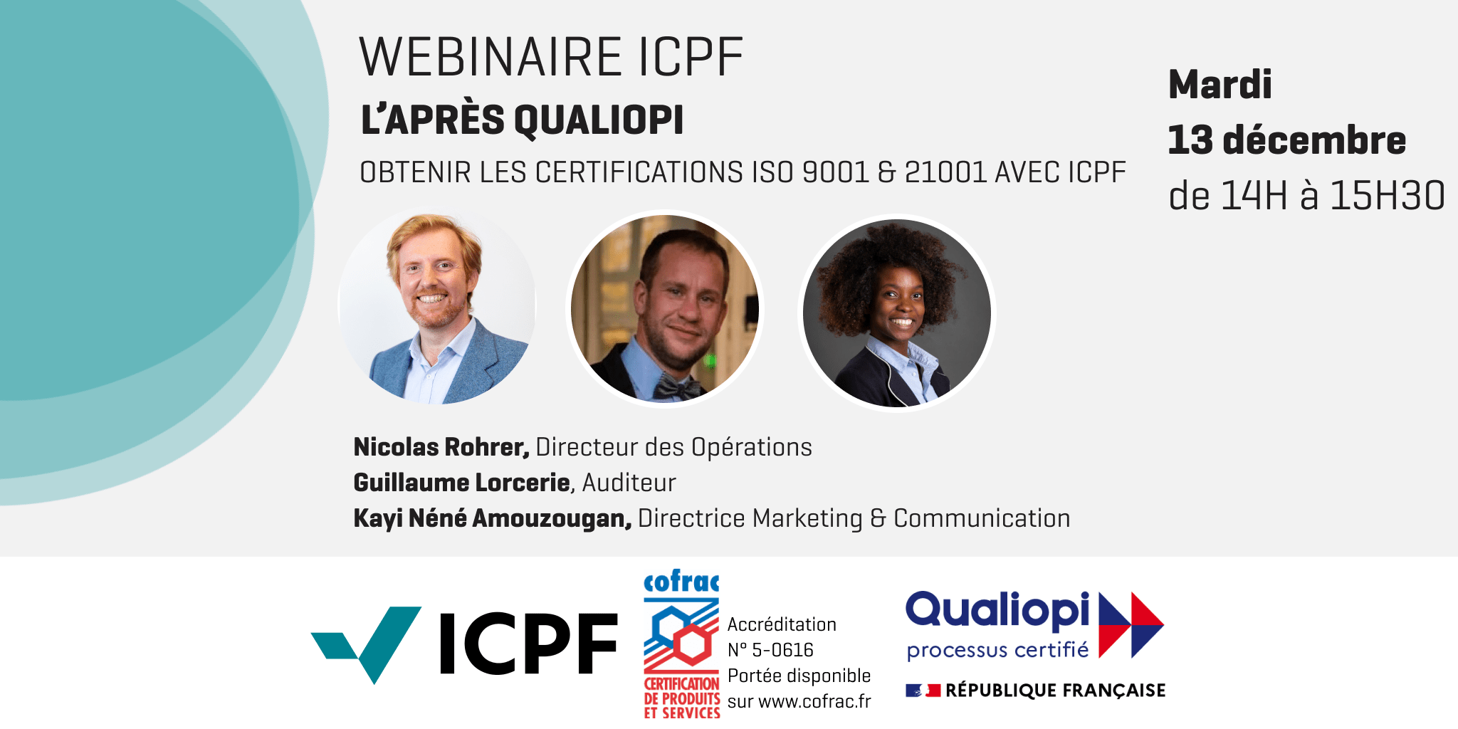 Webinaire : obtenir les certifications ISO 9001 & 21001 avec ICPF