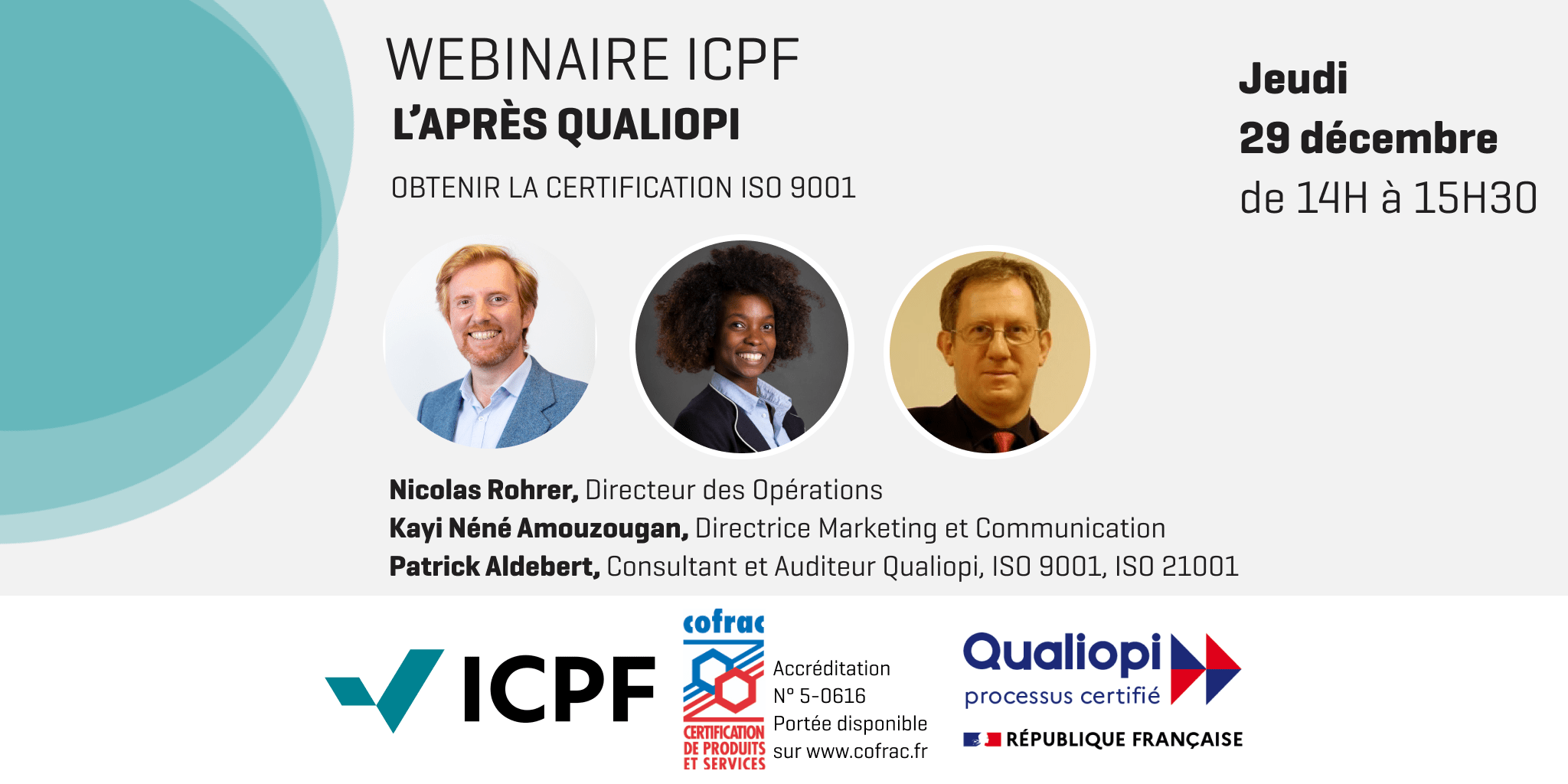 Webinaire "Après Qualiopi" : obtenir la certification ISO 9001 - 29 décembre 2022