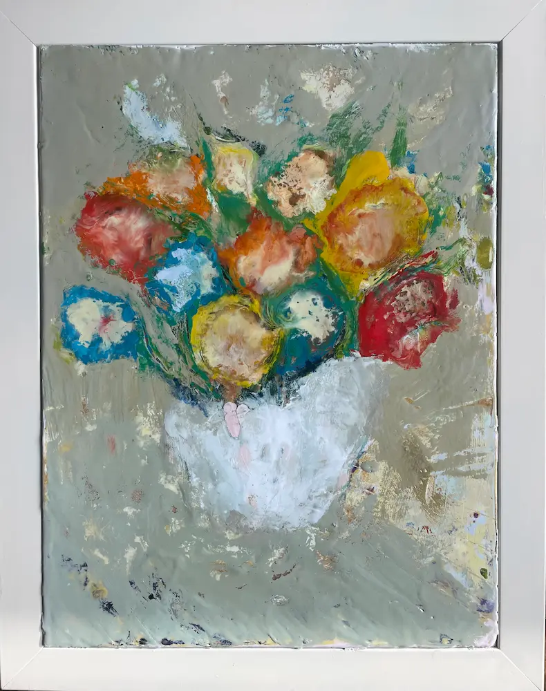Vase of flowers (encaustic) Framed
