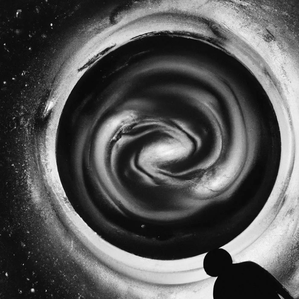 a person looking at an abstract spiral
