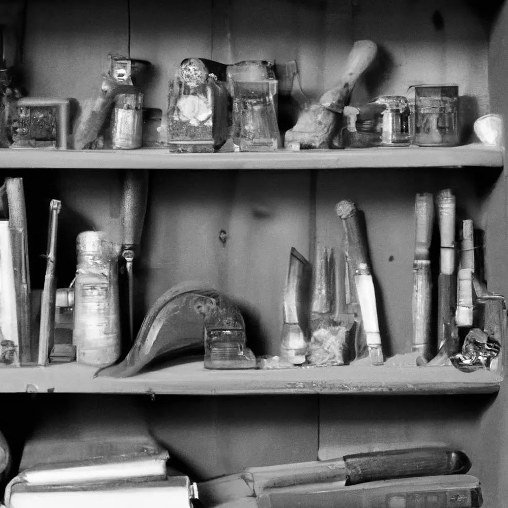 a bookcase containing objects