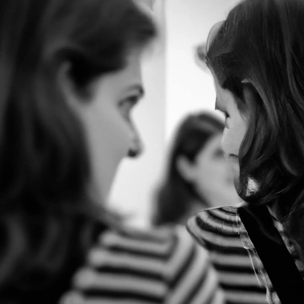 a person looking at their reflection