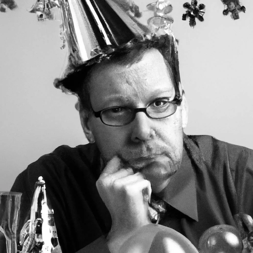 a person wearing a party hat