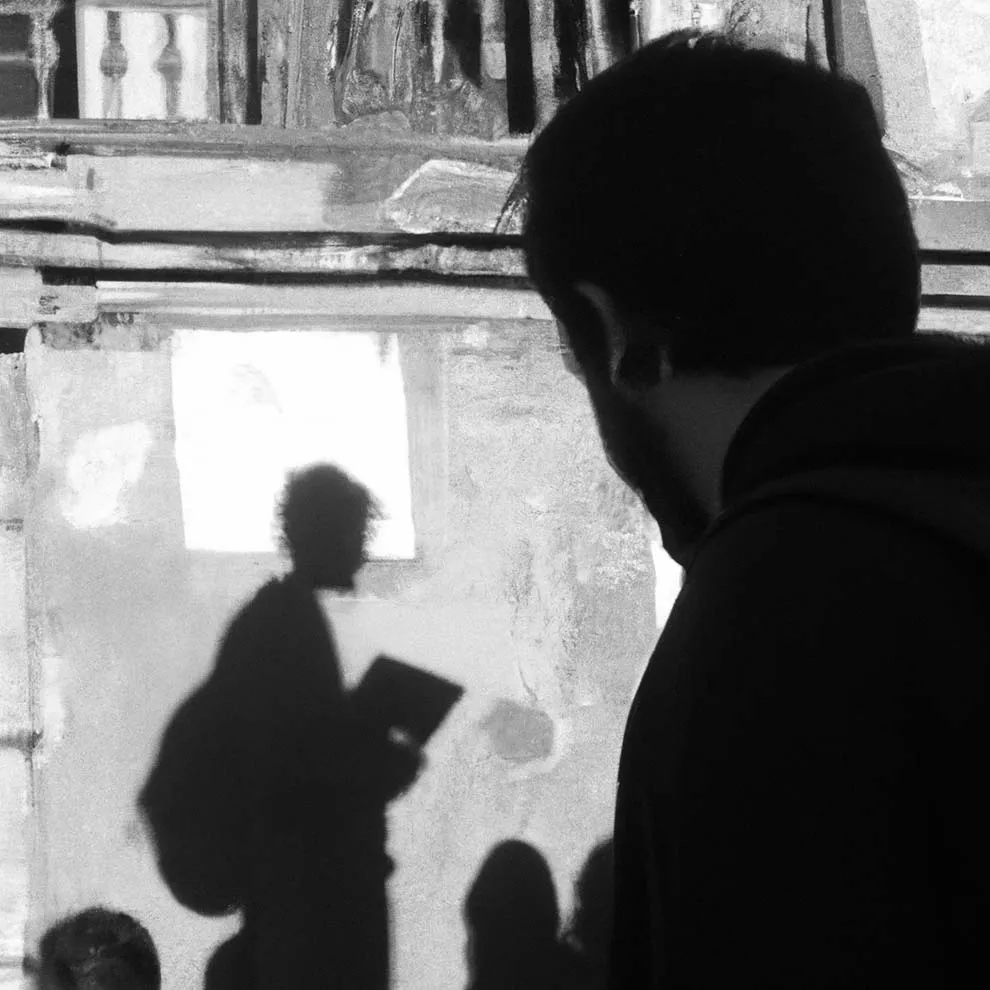 silhouette of a person looking out a window