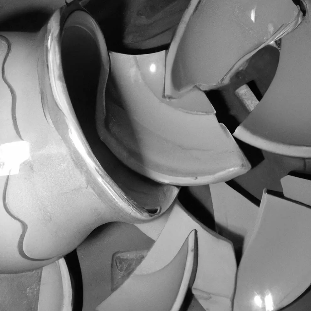 close-up of the shards of a broken vase