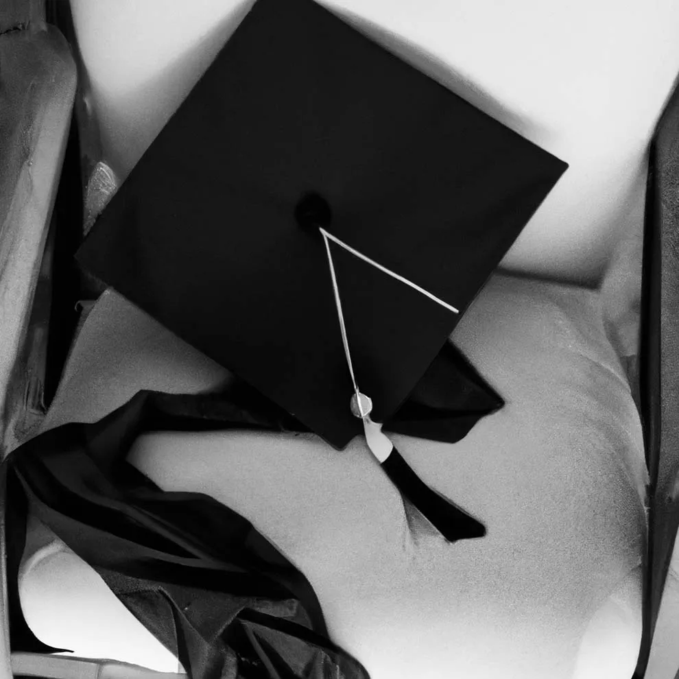 a graduation cap and gown on a chair