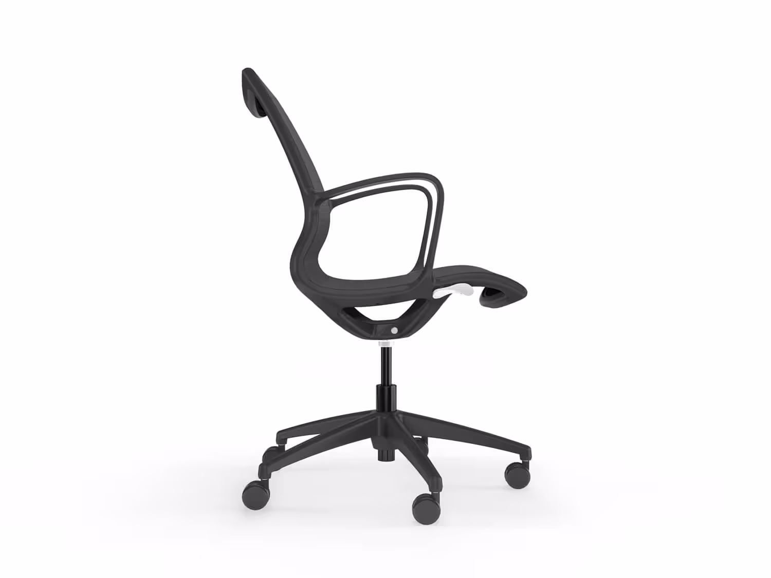 side view black mesh meeting chair