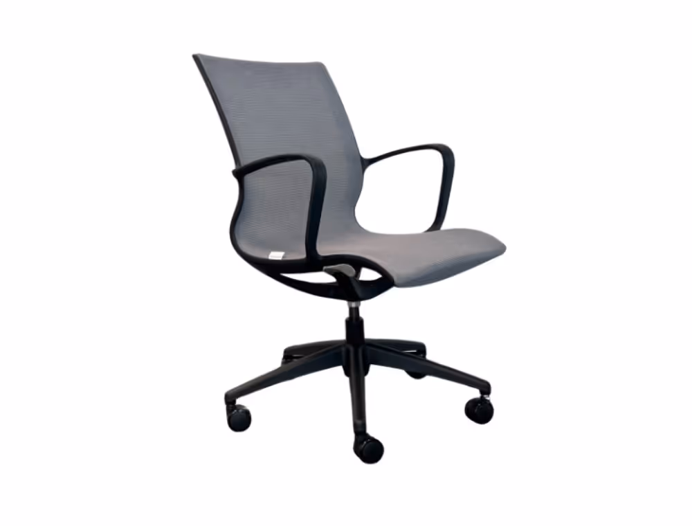 grey mesh meeting chair with arms