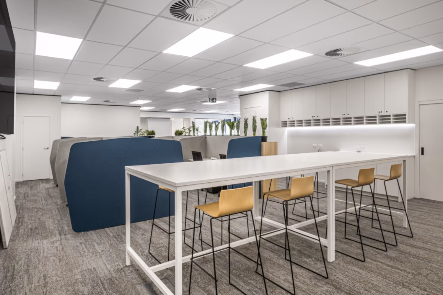 office bar leaner and stools