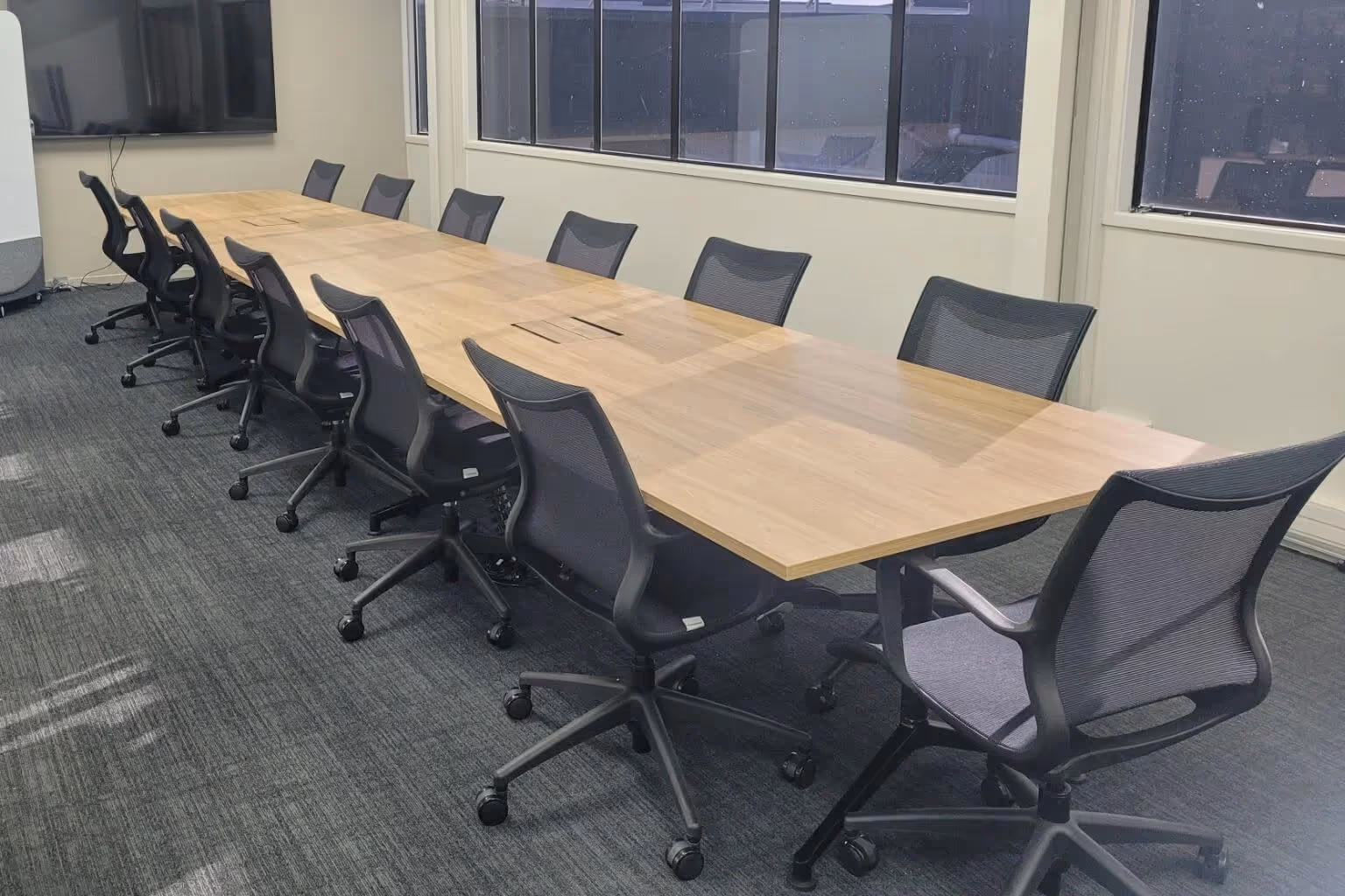 mesh meeting chair and boardroom table