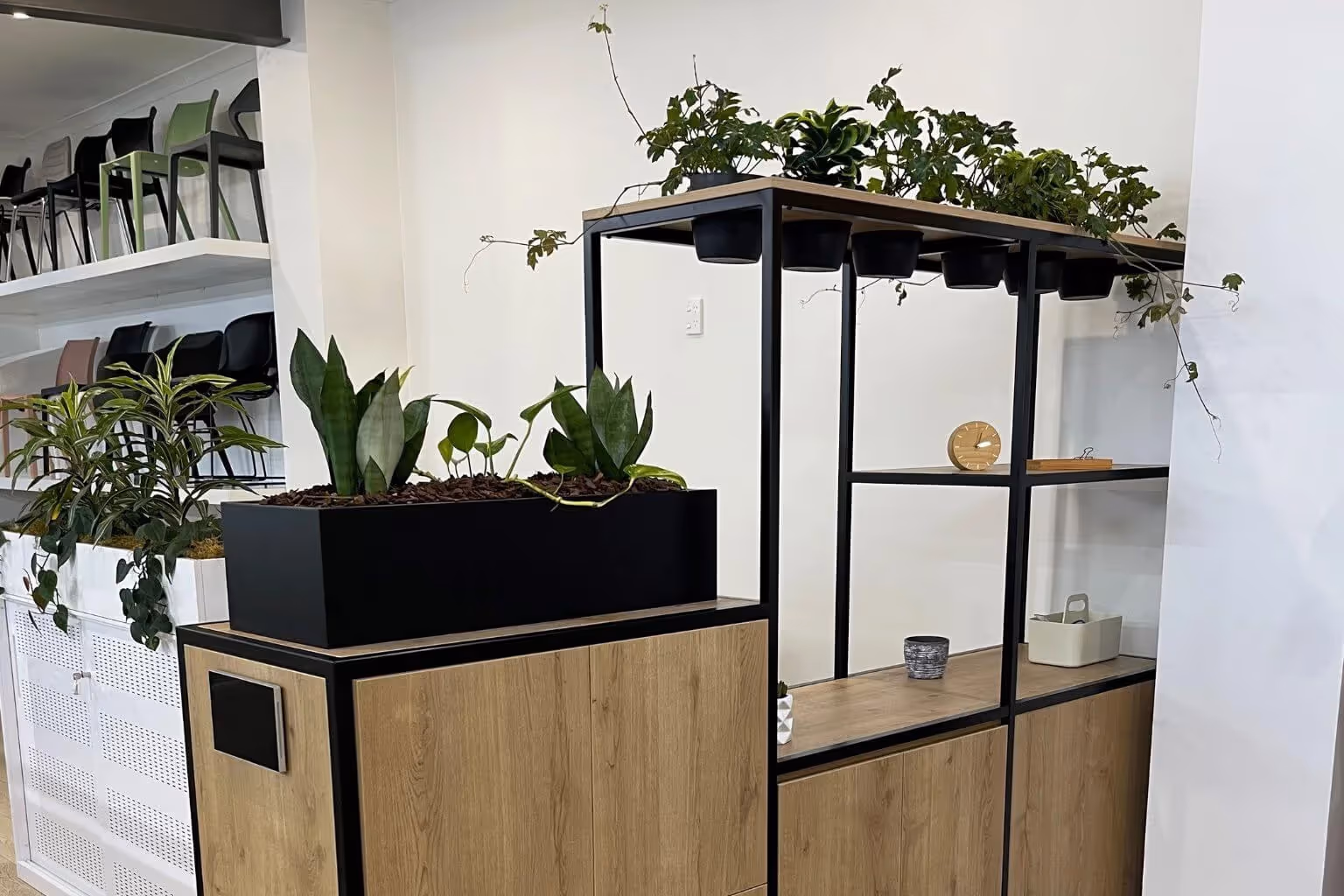 modular lockable storage with plants
