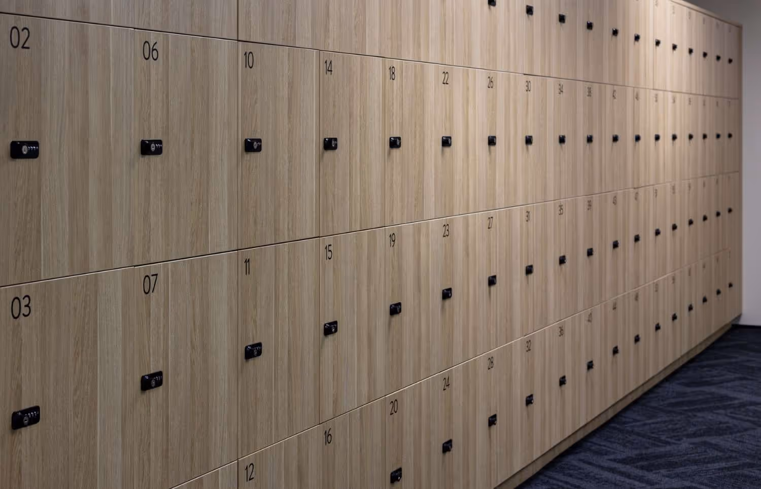 wooden lockers and combination locks