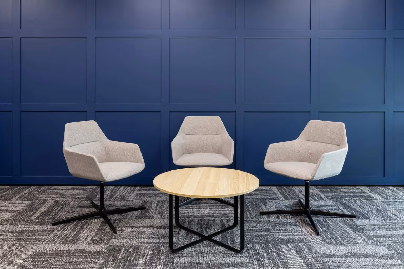 three chair setting and coffee table