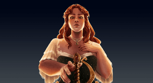 image of a girl eager to pull a sword from the ground