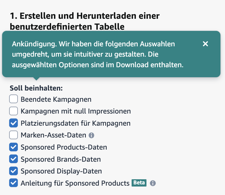 Bulk Operations Herunterladen der Tabelle