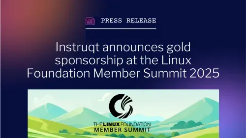 Press release header announcing Instruqt's gold sponsorship at the Linux Foundation Member Summit 2025.