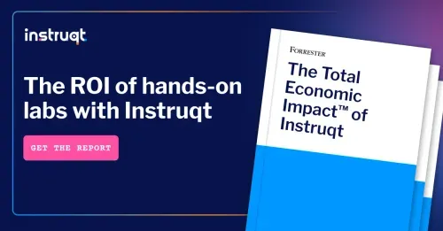 Forrester's Total Economic Impact™ of Instruqt report cover, promoting the 244% ROI of hands-on labs.
