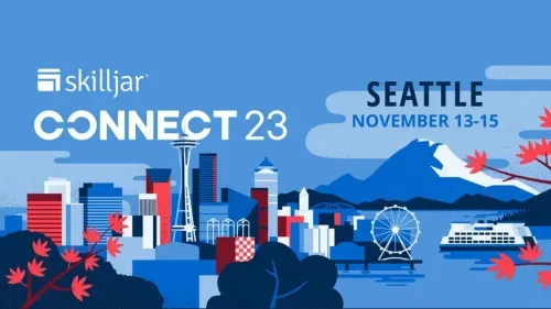 Skilljar Connect 23 event banner featuring the Seattle skyline, Space Needle, and dates November 13–15.
